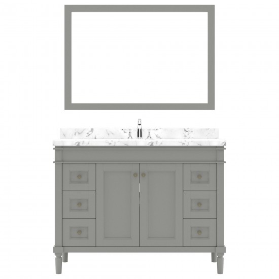 Tiffany 48" Single Bath Vanity in Gray, Quartz Top, Sink, ES-40048-CMRO-GR