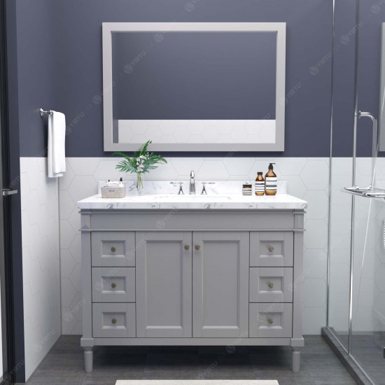 Tiffany 48" Single Bath Vanity in Gray, Quartz Top, Sink, ES-40048-CMRO-GR