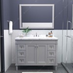 Tiffany 48" Single Bath Vanity in Gray, Quartz Top, Sink, ES-40048-CMRO-GR-002