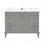 Tiffany 48" Single Bath Vanity in Gray, Quartz Top, Sink, ES-40048-CMRO-GR-NM