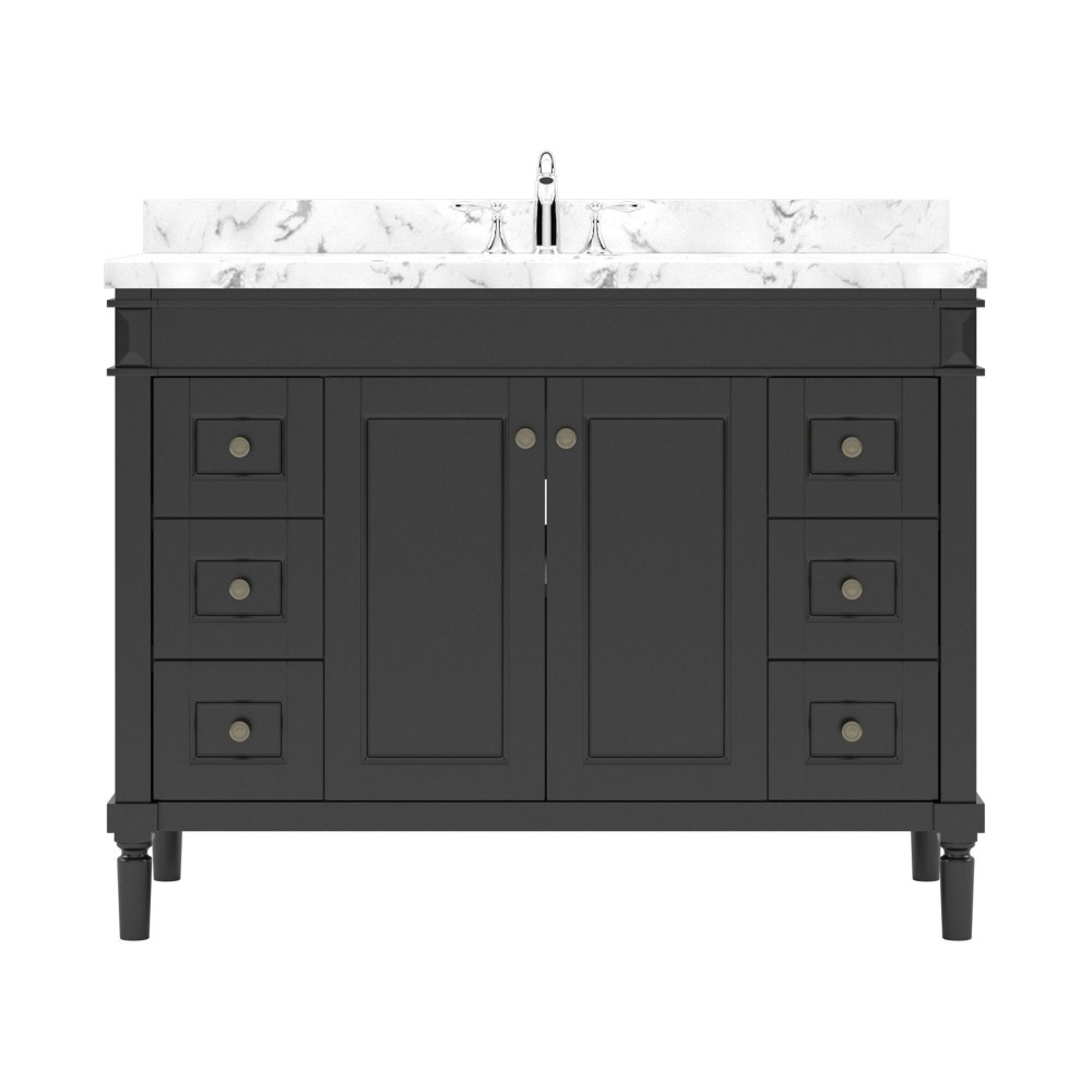 Tiffany 48" Bath Vanity in Espresso, Quartz Top, Sink, ES-40048-CMSQ-ES-NM