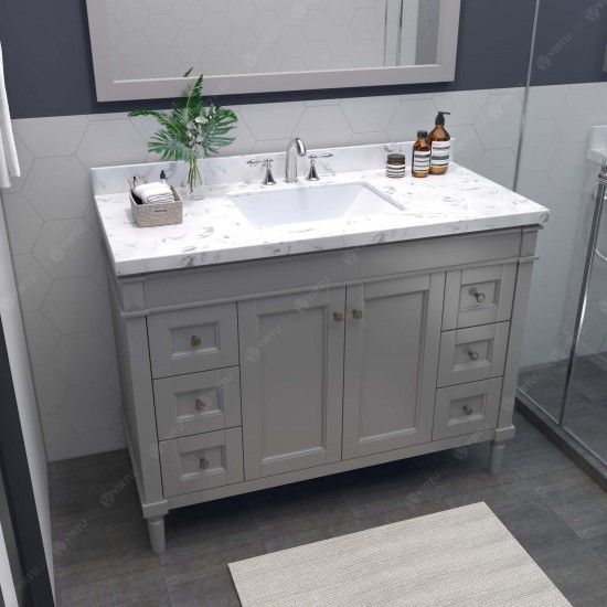 Tiffany 48" Single Bath Vanity in Gray, Quartz Top, Sink, ES-40048-CMSQ-GR