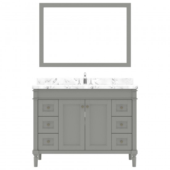 Tiffany 48" Single Bath Vanity in Gray, Quartz Top, Sink, ES-40048-CMSQ-GR-001