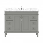 Tiffany 48" Single Bath Vanity in Gray, Quartz Top, Sink, ES-40048-CMSQ-GR-NM