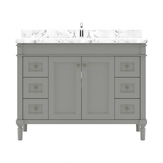 Tiffany 48" Single Bath Vanity in Gray, Quartz Top, Sink, ES-40048-CMSQ-GR-NM