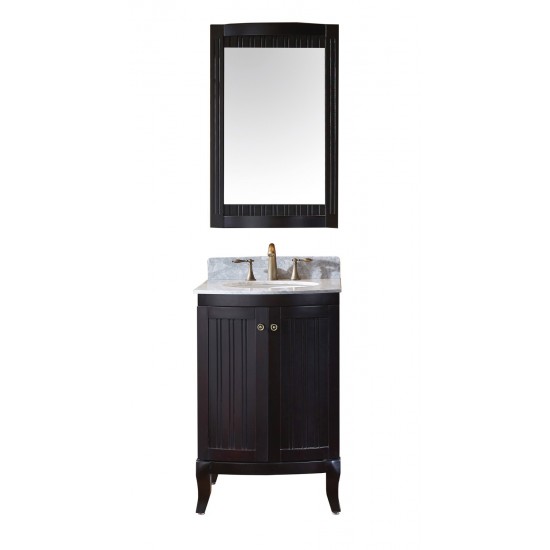 Khaleesi 24" Bath Vanity Espresso, White Marble Top, Sink, ES-52024-WMRO-ES-002