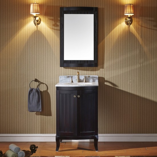 Khaleesi 24" Bath Vanity Espresso, White Marble Top, Sink, ES-52024-WMRO-ES-002