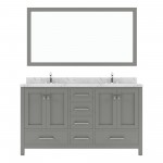 Caroline Avenue 60" Bath Vanity in Gray, Quartz Top, Sinks, GD-50060-CMRO-CG