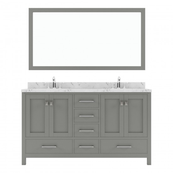 Caroline Avenue 60" Bath Vanity in Gray, Quartz Top, Sinks, GD-50060-CMRO-CG