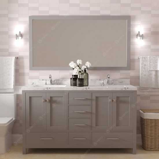 Caroline Avenue 60" Bath Vanity in Gray, Quartz Top, Sinks, GD-50060-CMRO-CG