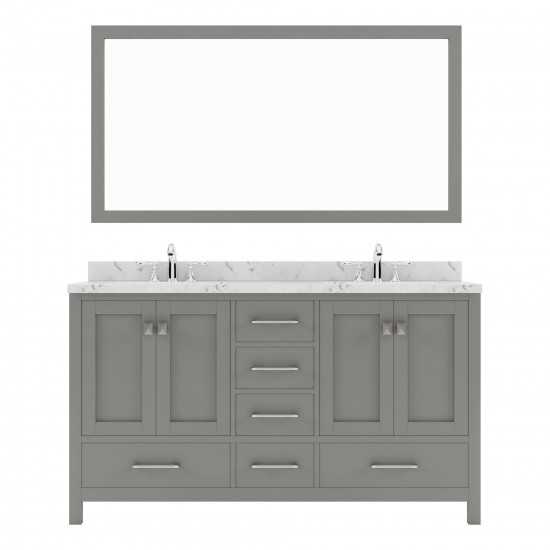 Caroline Avenue 60" Bath Vanity in Gray, Quartz Top, Sinks, GD-50060-CMRO-CG-001