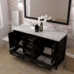 Caroline Avenue 60" Bath Vanity Espresso Quartz Top, Sinks, GD-50060-CMRO-ES-001