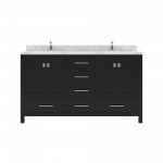 Caroline Avenue 60" Bath Vanity Espresso, Quartz Top, Sinks, GD-50060-CMRO-ES-NM