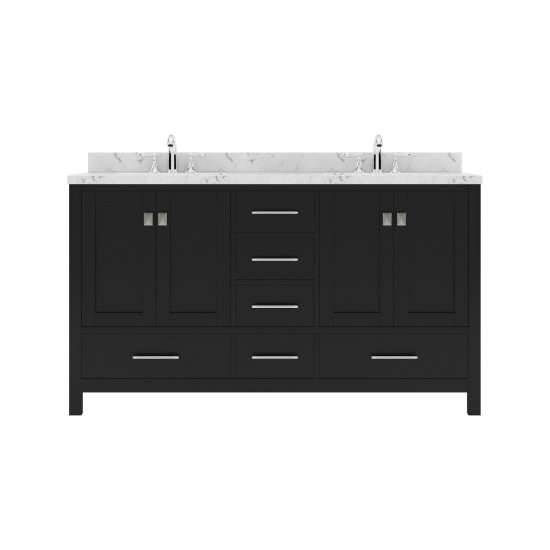 Caroline Avenue 60" Bath Vanity Espresso, Quartz Top, Sinks, GD-50060-CMRO-ES-NM