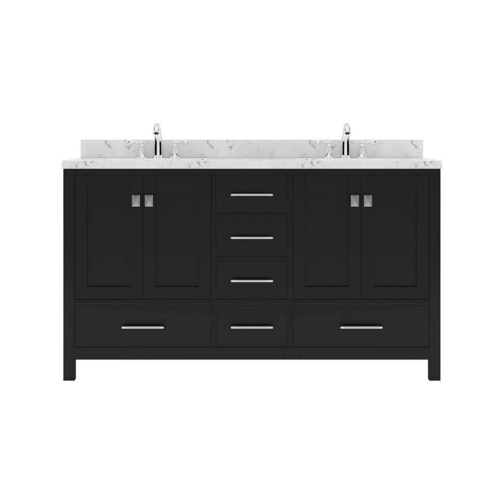 Caroline Avenue 60" Bath Vanity Espresso, Quartz Top, Sinks, GD-50060-CMRO-ES-NM