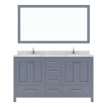 Caroline Avenue 60" Bath Vanity in Gray, Quartz Top, Sinks, GD-50060-CMRO-GR