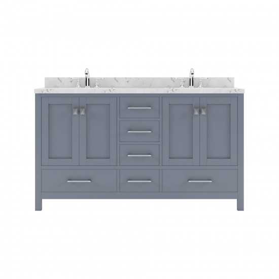 Caroline Avenue 60" Bath Vanity in Gray, Quartz Top, Sinks, GD-50060-CMRO-GR-NM