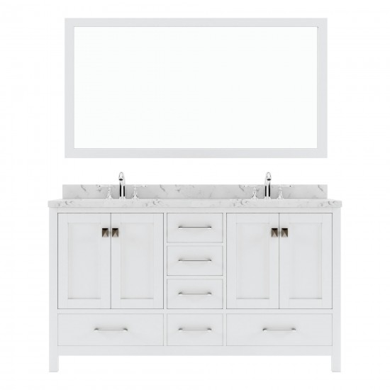 Caroline Avenue 60" Bath Vanity in White, Quartz Top, Sinks, GD-50060-CMRO-WH