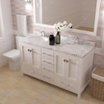 Caroline Avenue 60" Bath Vanity in White, Quartz Top, Sinks, GD-50060-CMRO-WH