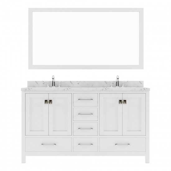 Caroline Avenue 60" Bath Vanity White, Quartz Top, Sinks, GD-50060-CMRO-WH-001