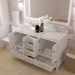 Caroline Avenue 60" Bath Vanity White, Quartz Top, Sinks, GD-50060-CMRO-WH-001