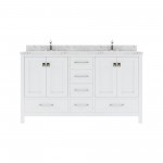 Caroline Avenue 60" Bath Vanity in White, Quartz Top, Sinks, GD-50060-CMRO-WH-NM