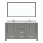 Caroline Avenue 60" Bath Vanity in Gray, Quartz Top, Sinks, GD-50060-CMSQ-CG