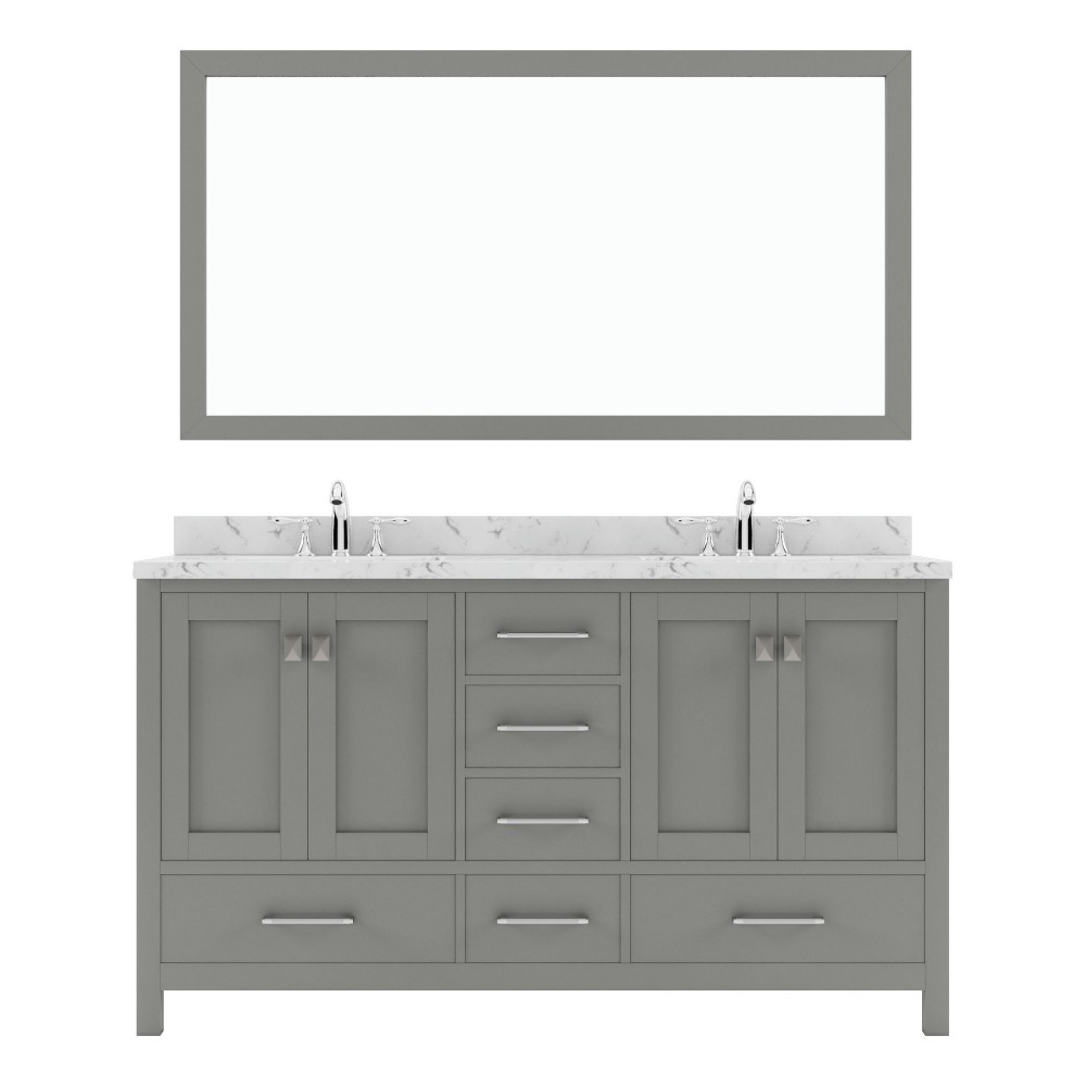 Caroline Avenue 60" Bath Vanity in Gray, Quartz Top, Sinks, GD-50060-CMSQ-CG-001