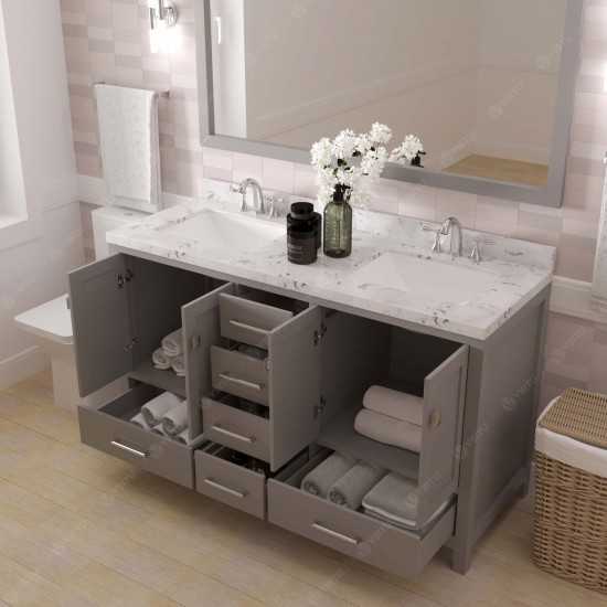 Caroline Avenue 60" Bath Vanity in Gray, Quartz Top, Sinks, GD-50060-CMSQ-CG-001