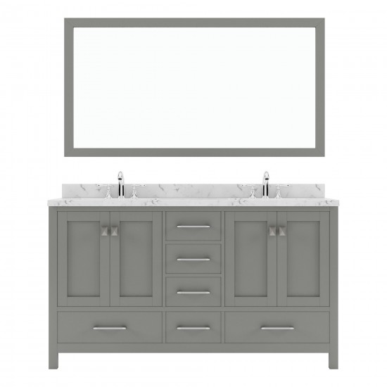 Caroline Avenue 60" Bath Vanity in Gray, Quartz Top, Sinks, GD-50060-CMSQ-CG-002