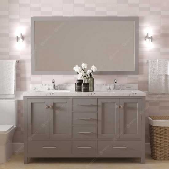 Caroline Avenue 60" Bath Vanity in Gray, Quartz Top, Sinks, GD-50060-CMSQ-CG-002