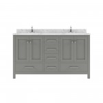 Caroline Avenue 60" Bath Vanity in Gray, Quartz Top, Sinks, GD-50060-CMSQ-CG-NM