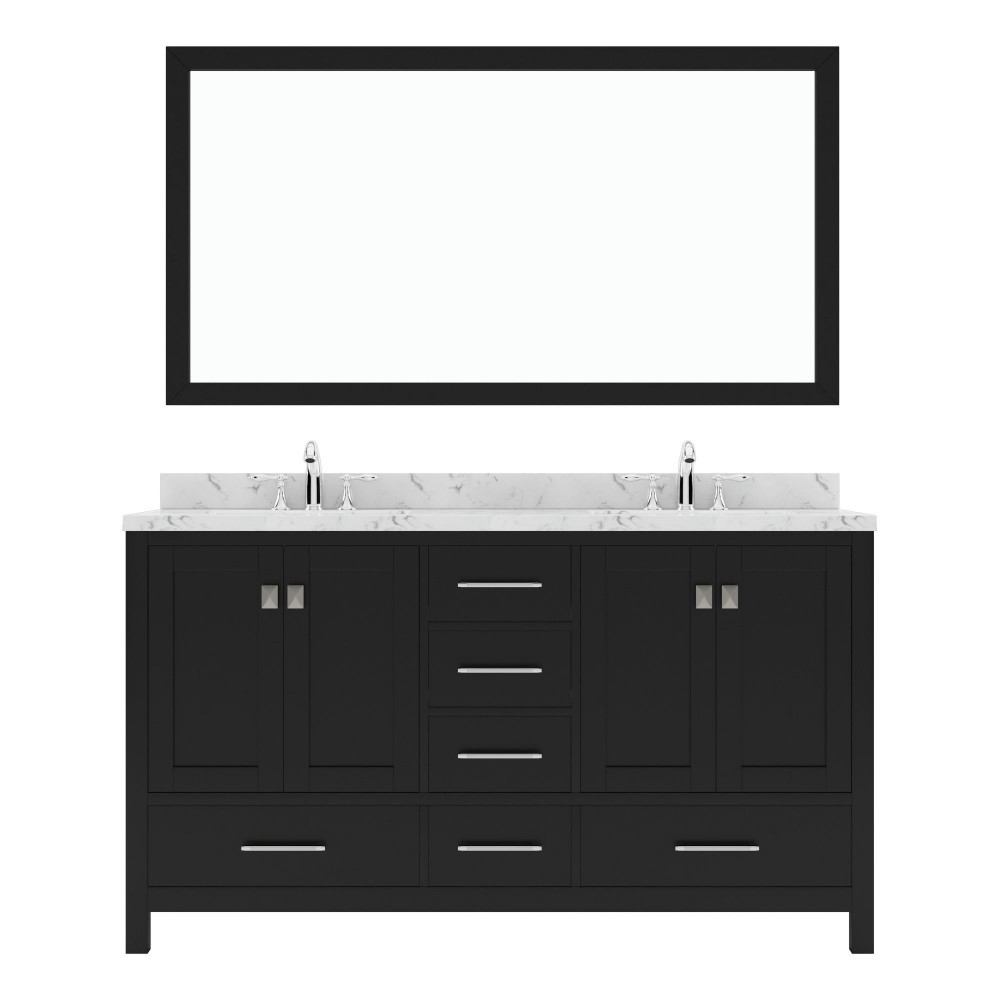 Caroline Avenue 60" Bath Vanity Espresso Quartz Top, Sinks, GD-50060-CMSQ-ES-002