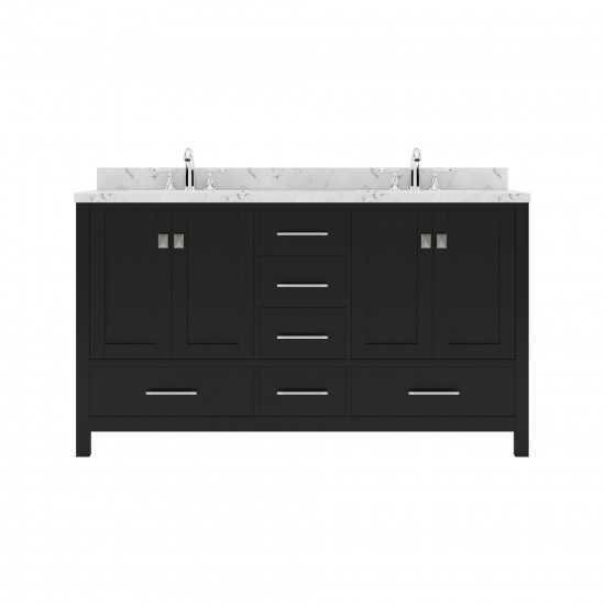 Caroline Avenue 60" Bath Vanity Espresso, Quartz Top, Sinks, GD-50060-CMSQ-ES-NM