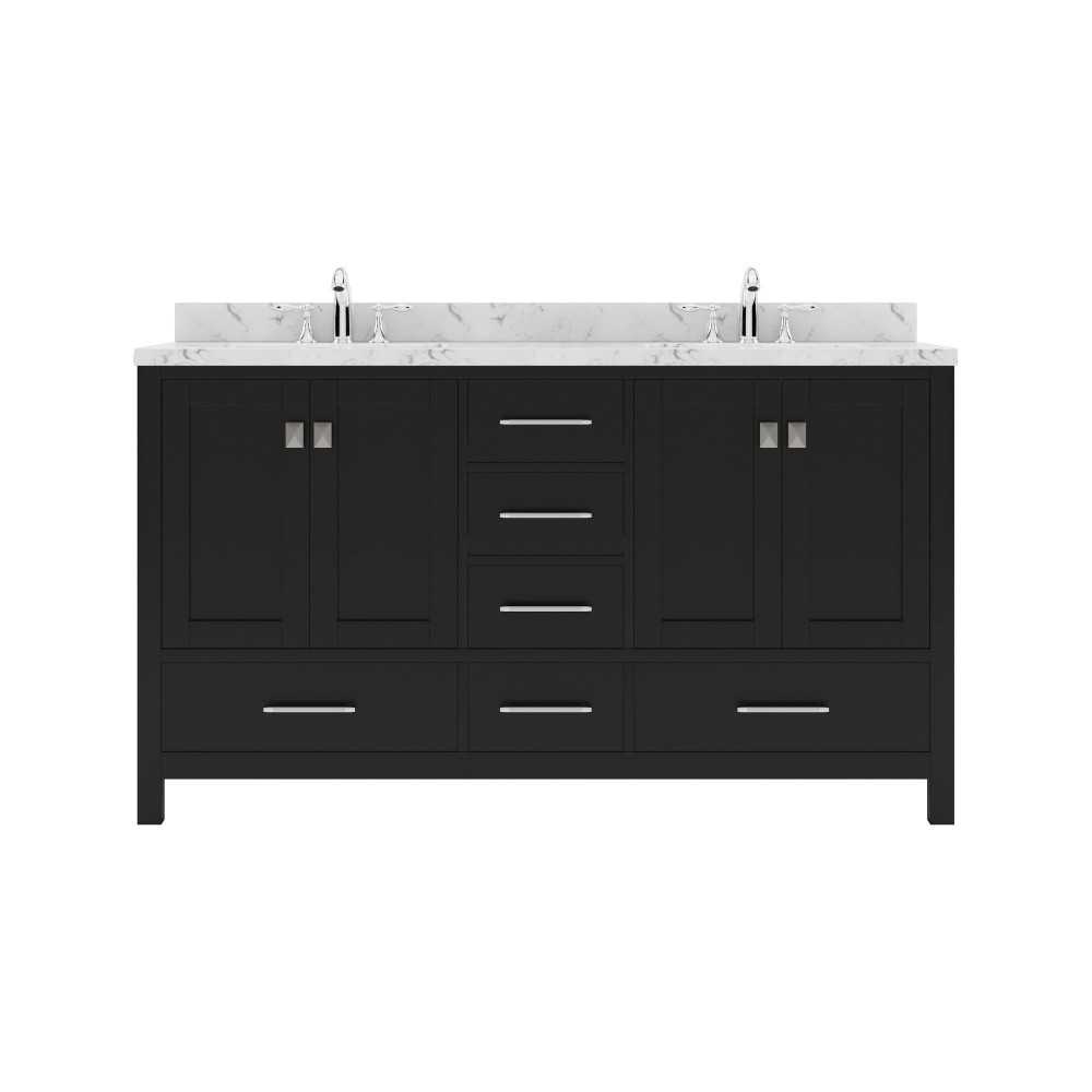 Caroline Avenue 60" Bath Vanity Espresso, Quartz Top, Sinks, GD-50060-CMSQ-ES-NM