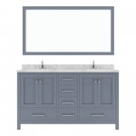 Caroline Avenue 60" Bath Vanity in Gray, Quartz Top, Sinks, GD-50060-CMSQ-GR-001