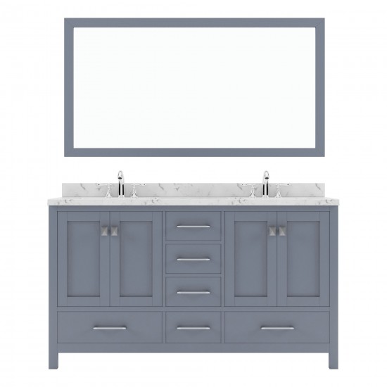 Caroline Avenue 60" Bath Vanity in Gray, Quartz Top, Sinks, GD-50060-CMSQ-GR-001