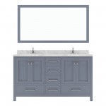 Caroline Avenue 60" Bath Vanity in Gray, Quartz Top, Sinks, GD-50060-CMSQ-GR-002