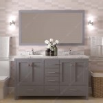 Caroline Avenue 60" Bath Vanity in Gray, Quartz Top, Sinks, GD-50060-CMSQ-GR-002