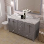 Caroline Avenue 60" Bath Vanity in Gray, Quartz Top, Sinks, GD-50060-CMSQ-GR-002