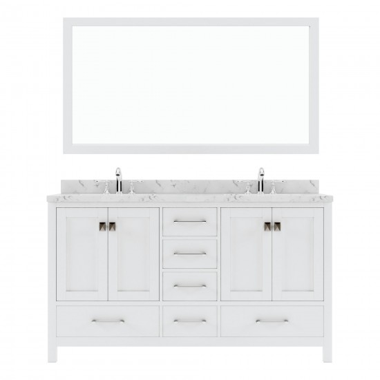 Caroline Avenue 60" Bath Vanity White, Quartz Top, Sinks, GD-50060-CMSQ-WH-001