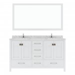 Caroline Avenue 60" Bath Vanity White, Quartz Top, Sinks, GD-50060-CMSQ-WH-002