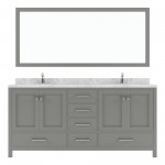 Caroline Avenue 72" Bath Vanity in Gray, Quartz Top, Sinks, GD-50072-CMRO-CG