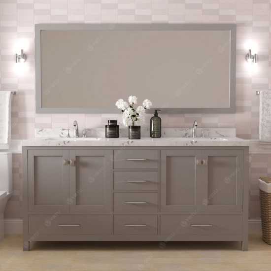 Caroline Avenue 72" Bath Vanity in Gray, Quartz Top, Sinks, GD-50072-CMRO-CG