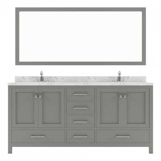 Caroline Avenue 72" Bath Vanity in Gray, Quartz Top, Sinks, GD-50072-CMRO-CG-001