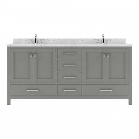 Caroline Avenue 72" Bath Vanity in Gray, Quartz Top, Sinks, GD-50072-CMRO-CG-NM