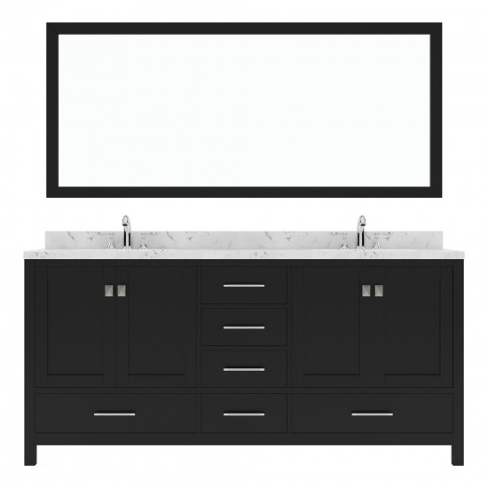 Caroline Avenue 72" Bath Vanity in Espresso, Quartz Top, Sinks, GD-50072-CMRO-ES