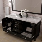 Caroline Avenue 72" Bath Vanity Espresso Quartz Top, Sinks, GD-50072-CMRO-ES-001