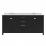 Caroline Avenue 72" Bath Vanity Espresso, Quartz Top, Sinks, GD-50072-CMRO-ES-NM