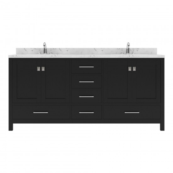 Caroline Avenue 72" Bath Vanity Espresso, Quartz Top, Sinks, GD-50072-CMRO-ES-NM